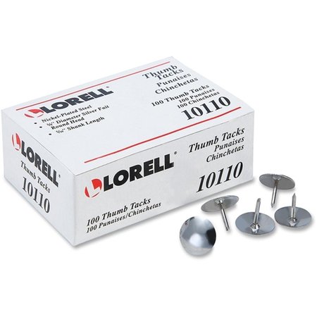 LORELL Steel Thumb Tacks, Nickel Plated - Silver LO465104